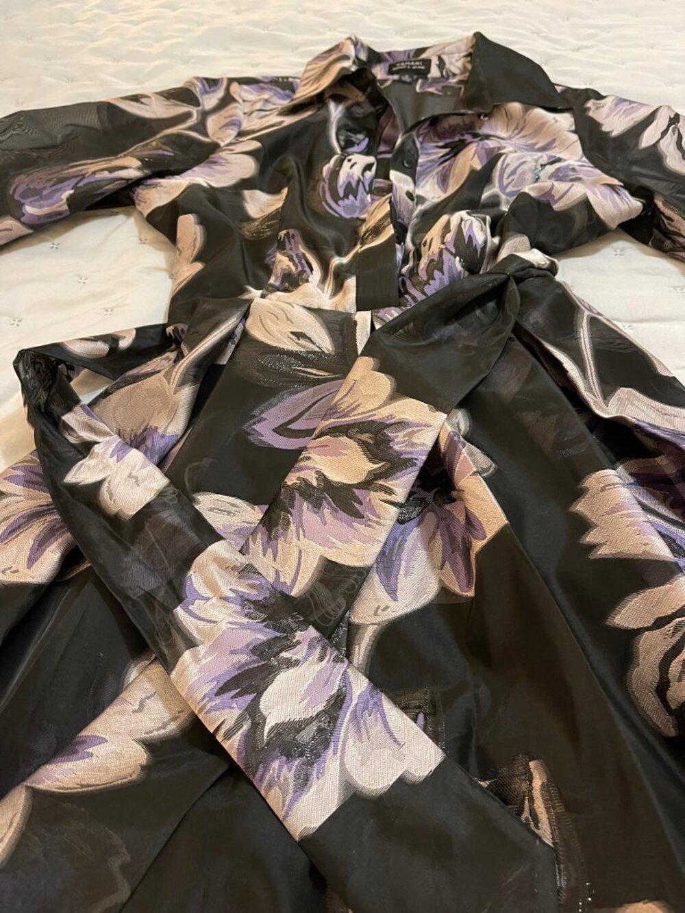 NWT Sz 10 Tahari Arthur S. Levine Black Blush Floral Woven Wrap Dress - Picture 4 of 10